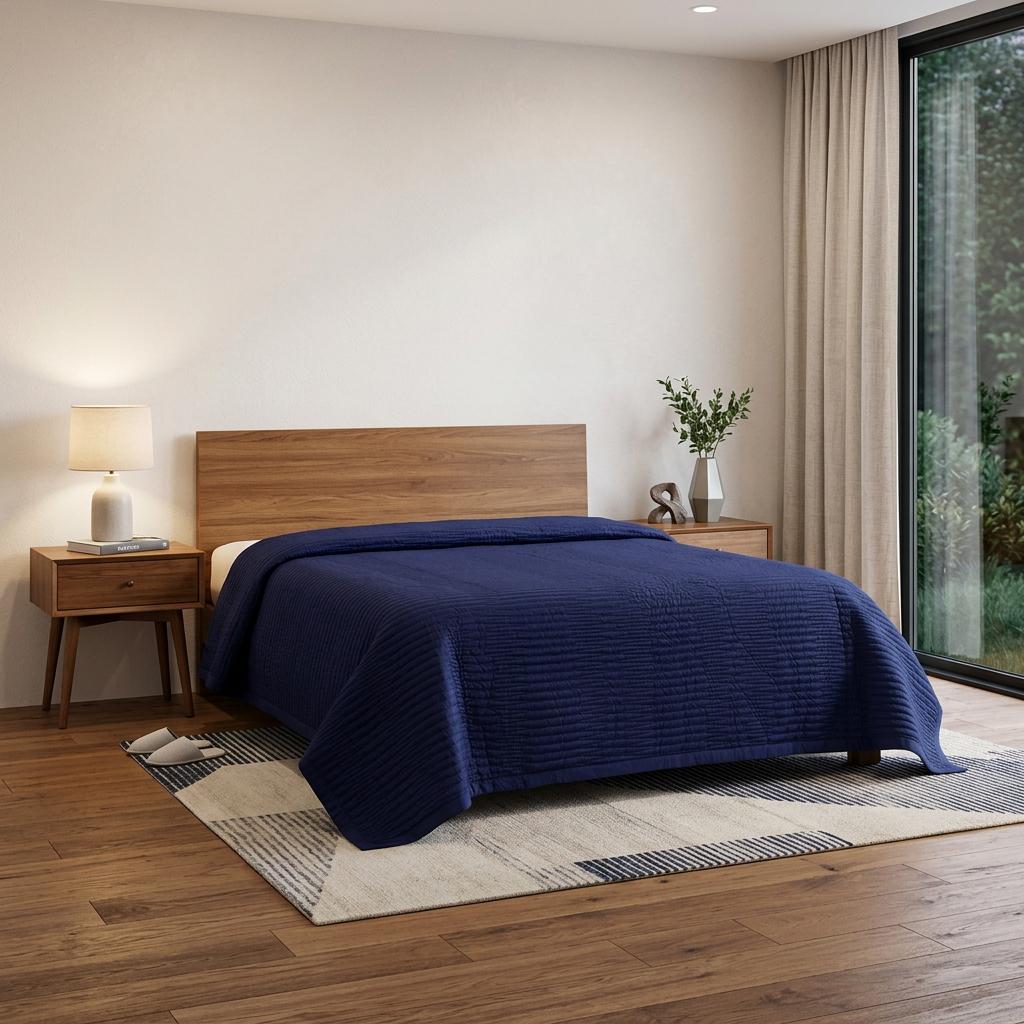 Indigo Geometric King Quilt - Bed & Bath