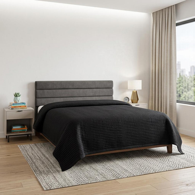 Black Geometric Queen Quilt - Bed & Bath