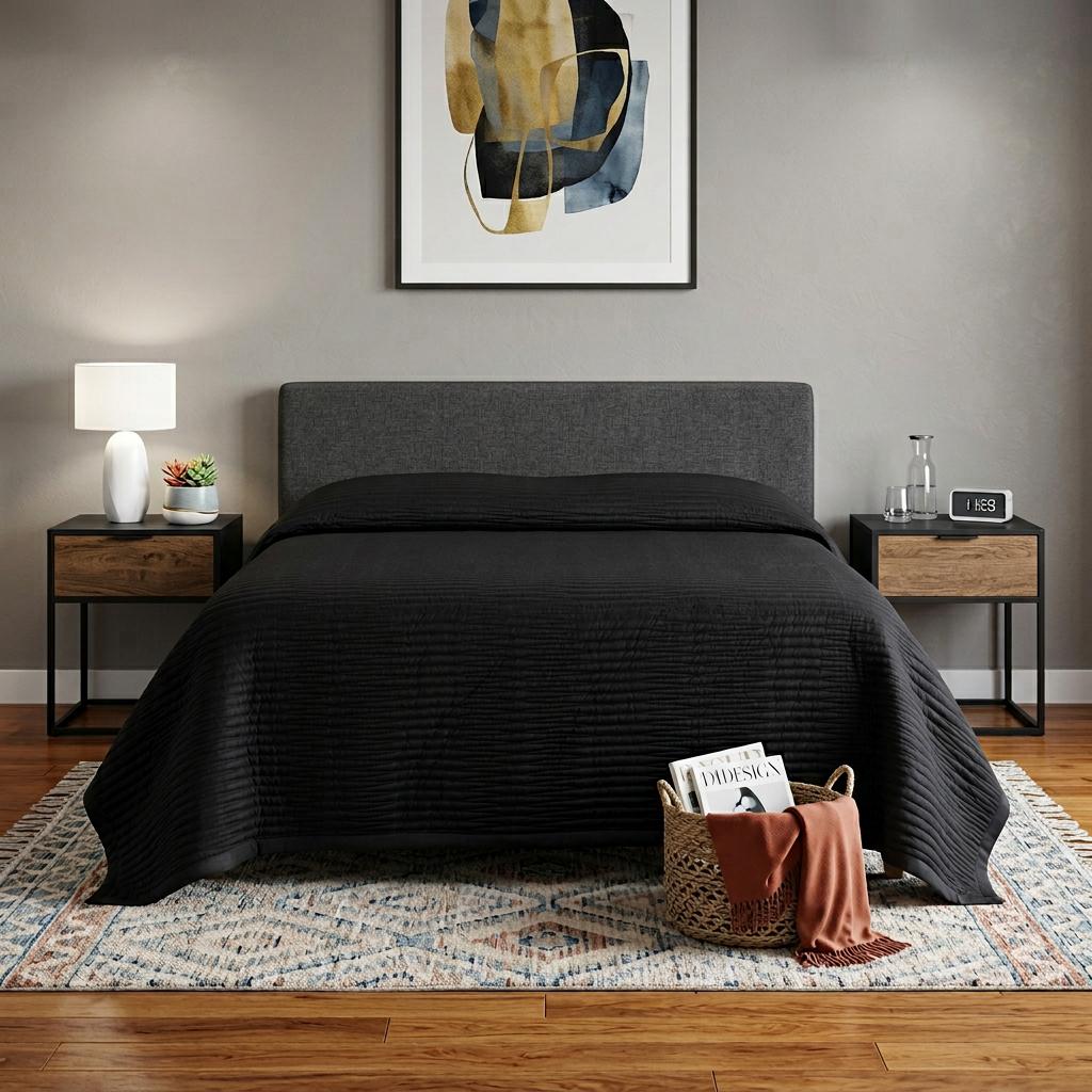 Black Geometric King Quilt - Bed & Bath