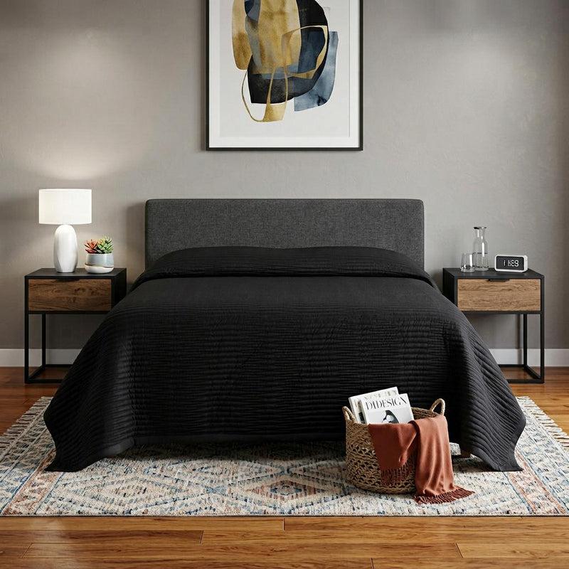Black Geometric King Quilt - Bed & Bath