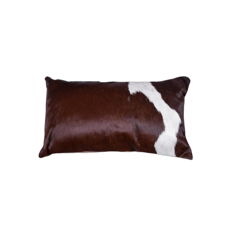 12" X 20" X 5" Chocolate And White Cowhide  Pillow 2 Pack - Home Decor