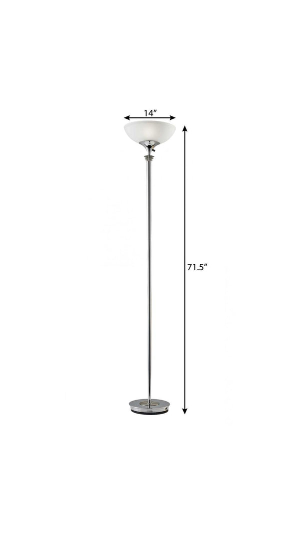 72" Silver With White Glass Shade - Lighting