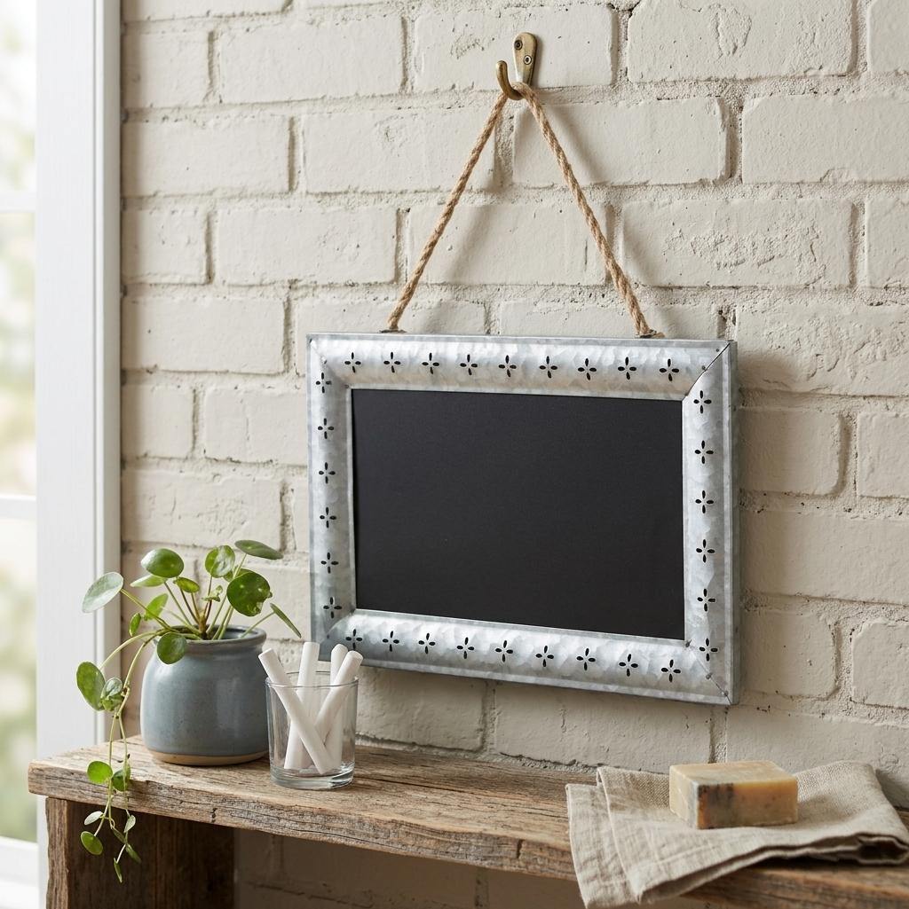 10" X 14" Gray Floral Metal Hanging Chalkboard - Home & Garden