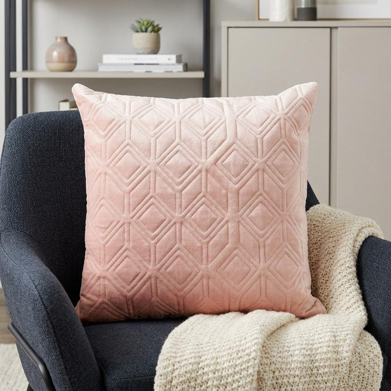 Tufted Diamonds Rose Gold Velvet Accent Pillow - Home Decor