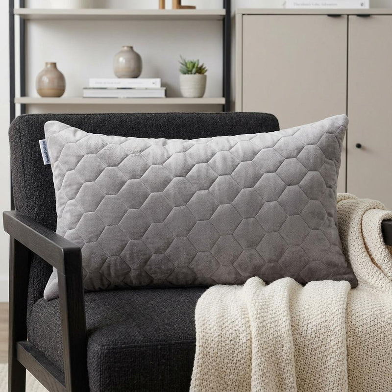 Taupe Tufted Velvet Quilted Lumbar Throw Pillow - Home Decor