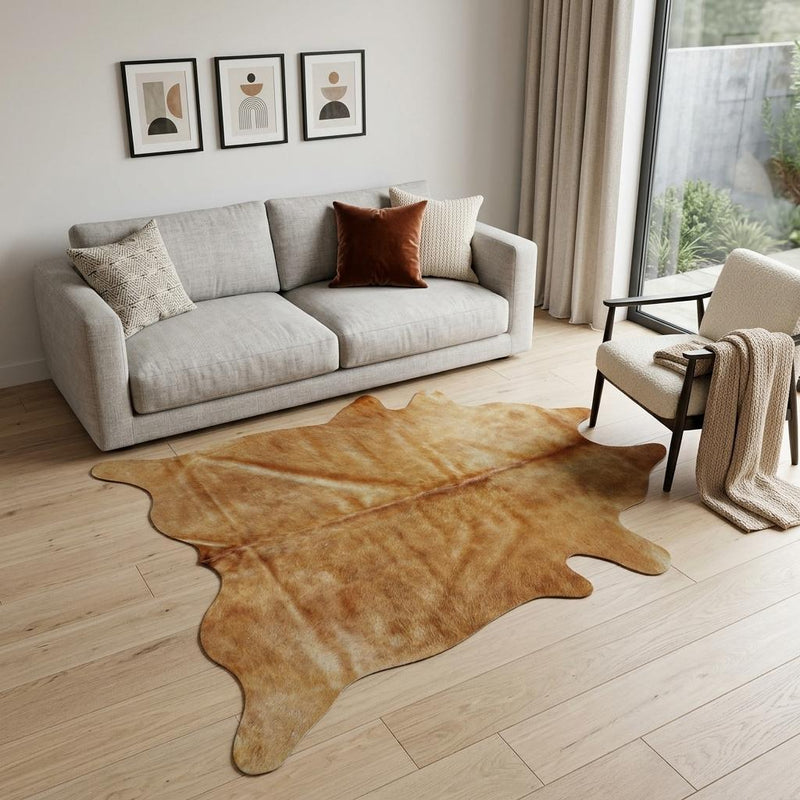 6' X 7' Golden Brown Cowhide Area Rug - Home Decor