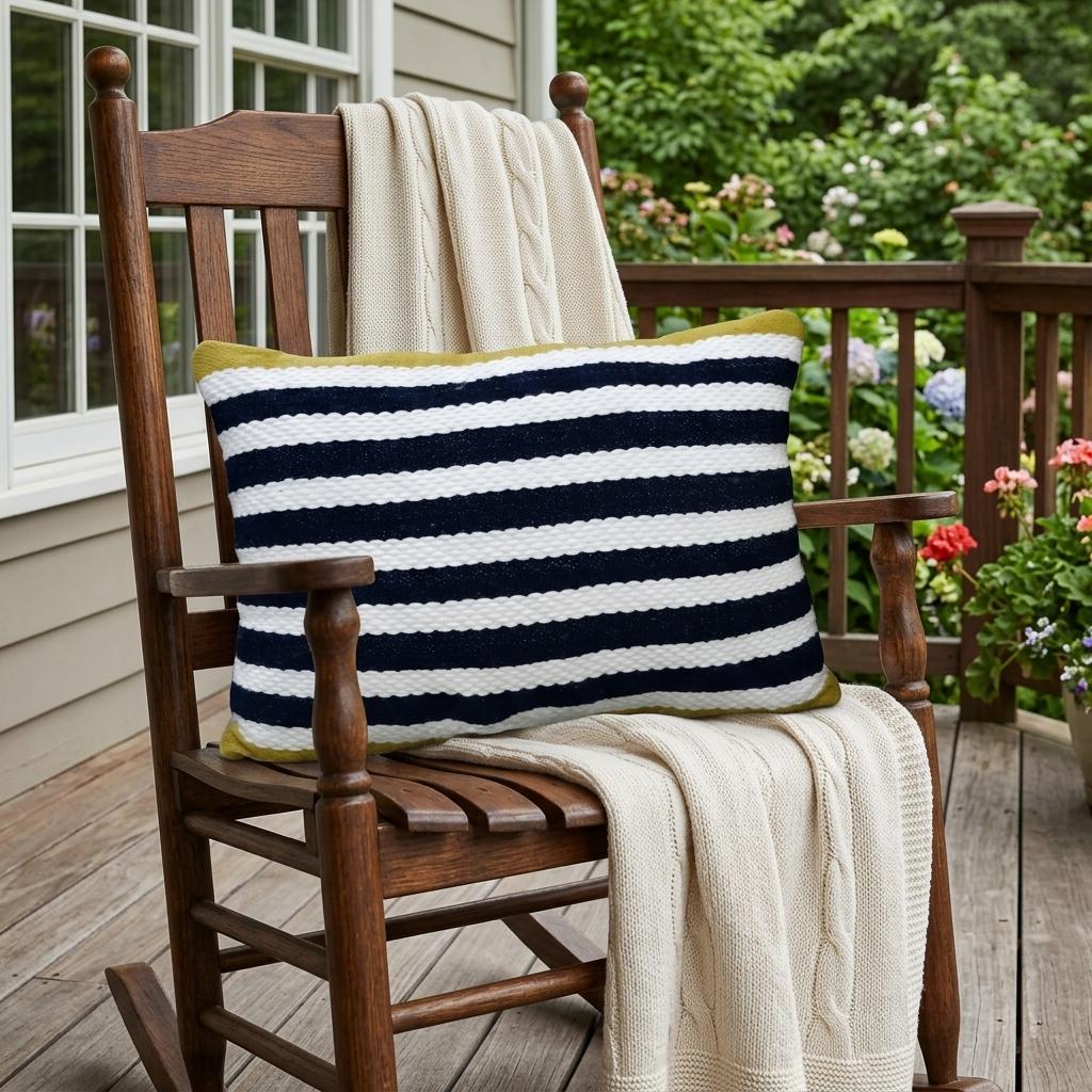14" X 20" Black And Yellow Zippered Striped Indoor Outdoor Throw Pillow - Outdoor