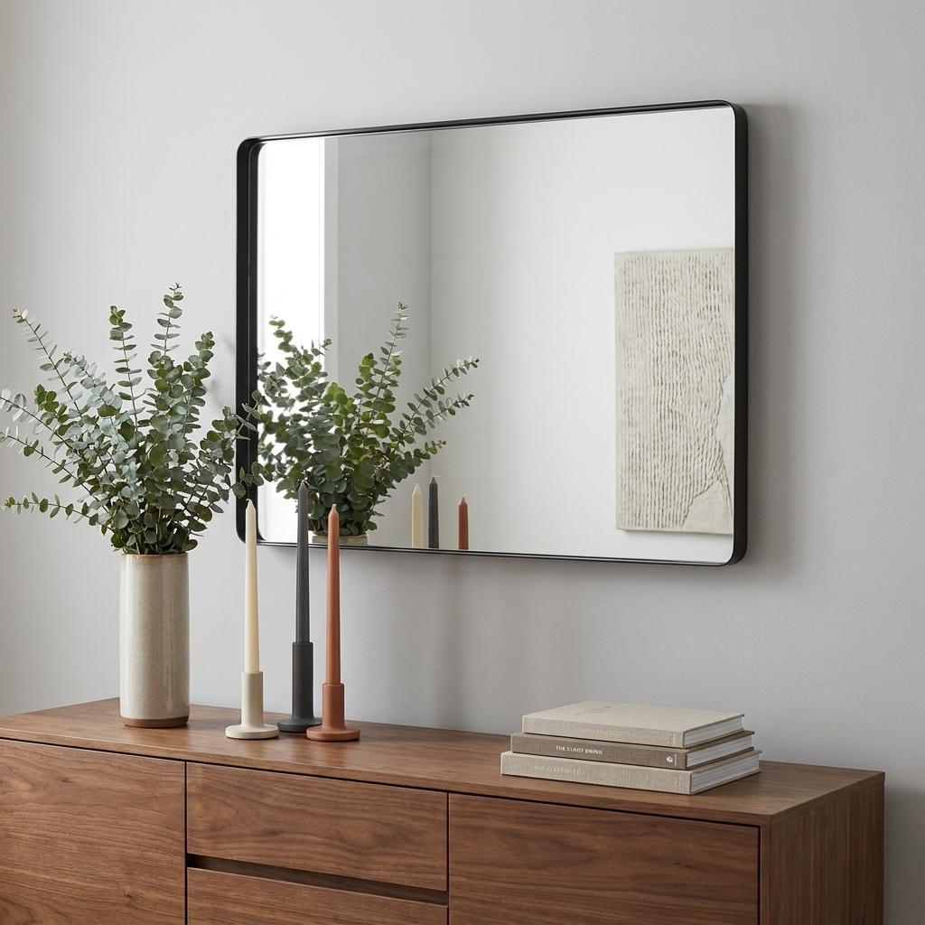 40" Black Metal Framed Accent Mirror - Bed & Bath