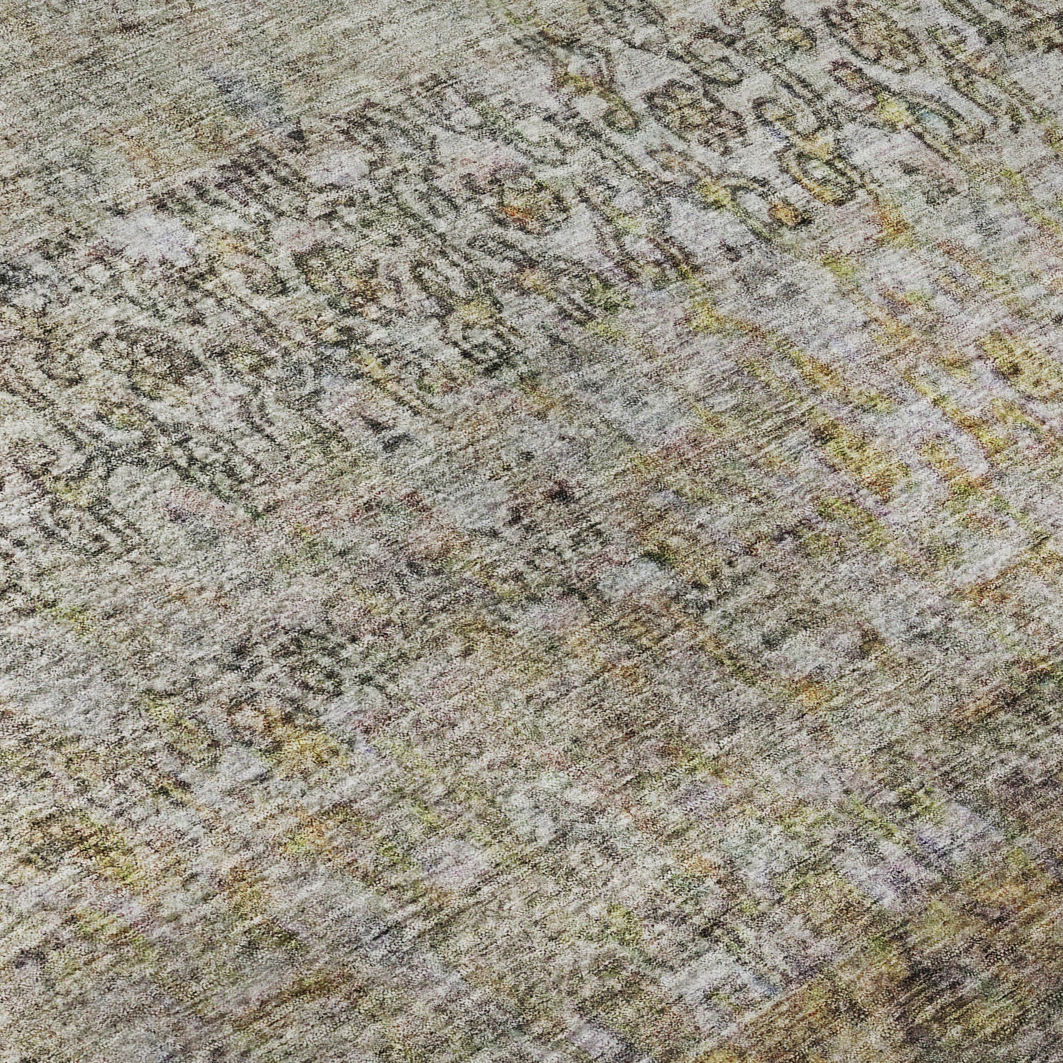 10' X 14' Aqua Gold And Gray Abstract Washable Area Rug With UV Protection - Home & Garden