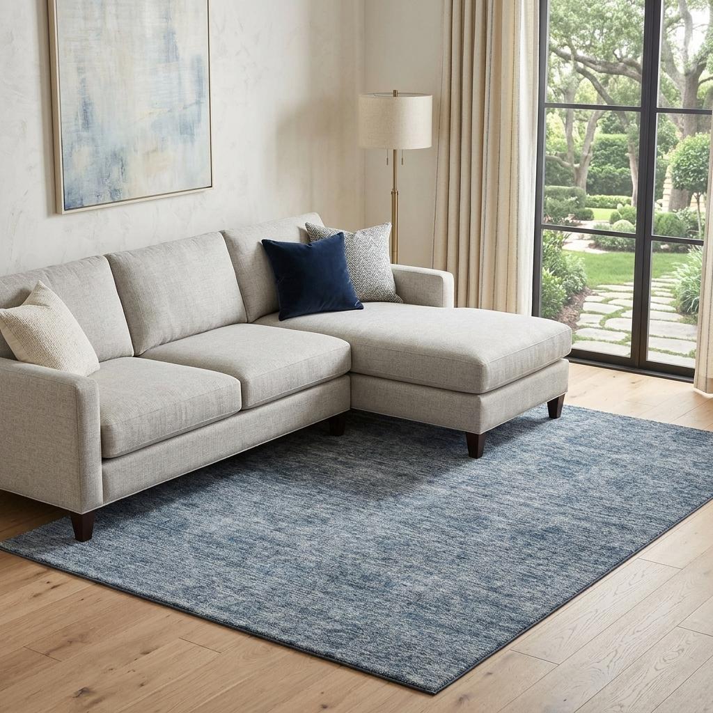 10' X 14' Blue And Silver Abstract Washable Area Rug With UV Protection - Home & Garden
