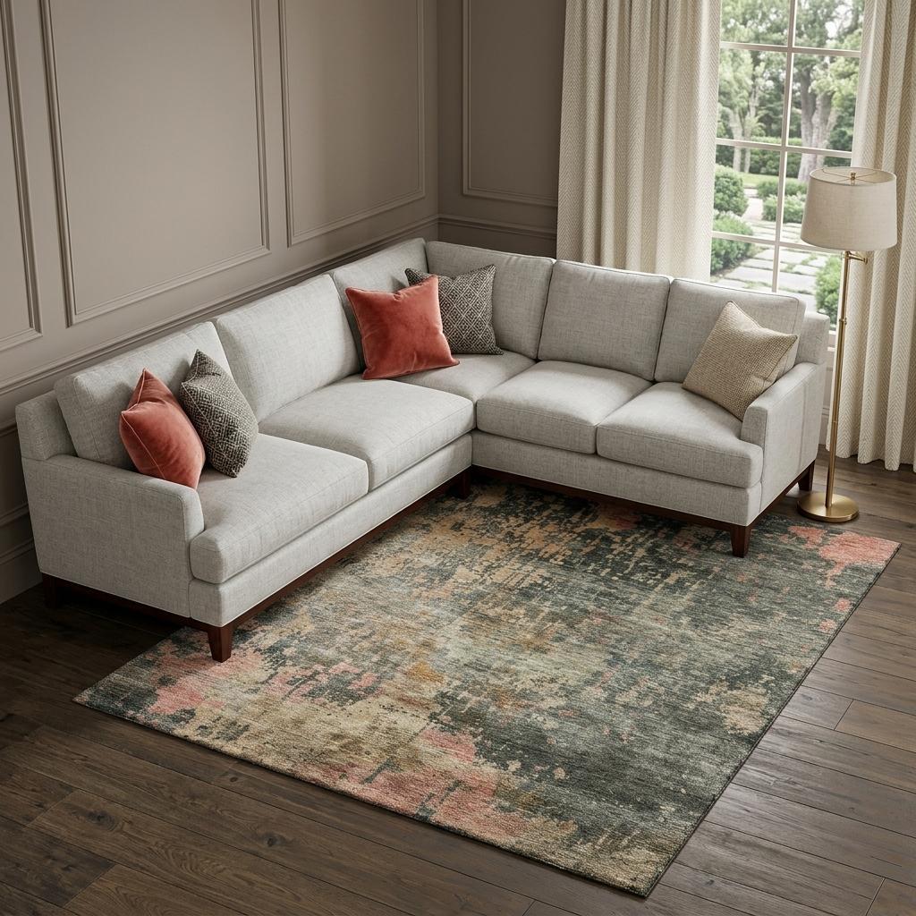 10' X 14' Sage And Beige Abstract Washable Area Rug With UV Protection - Home & Garden