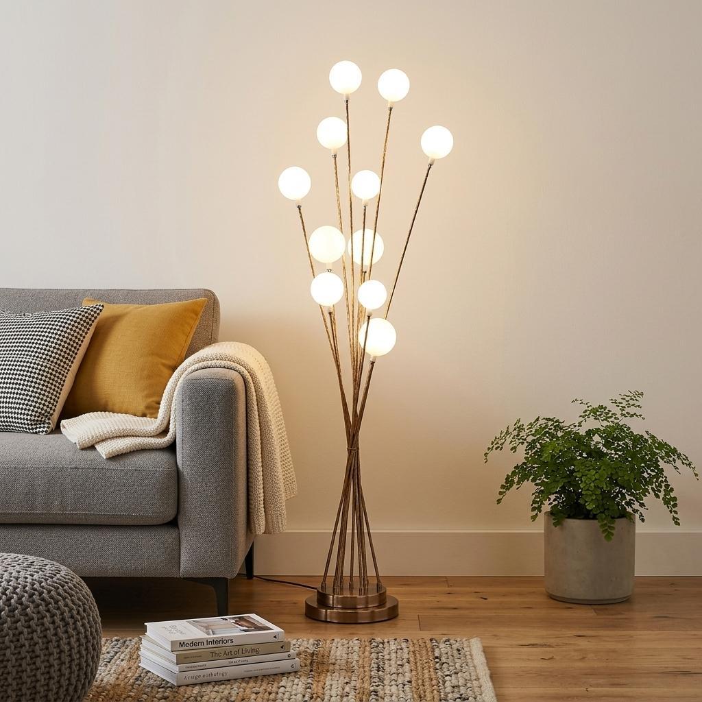 46" Gold 11 LED Novelty Floor Lamp With White - Lighting