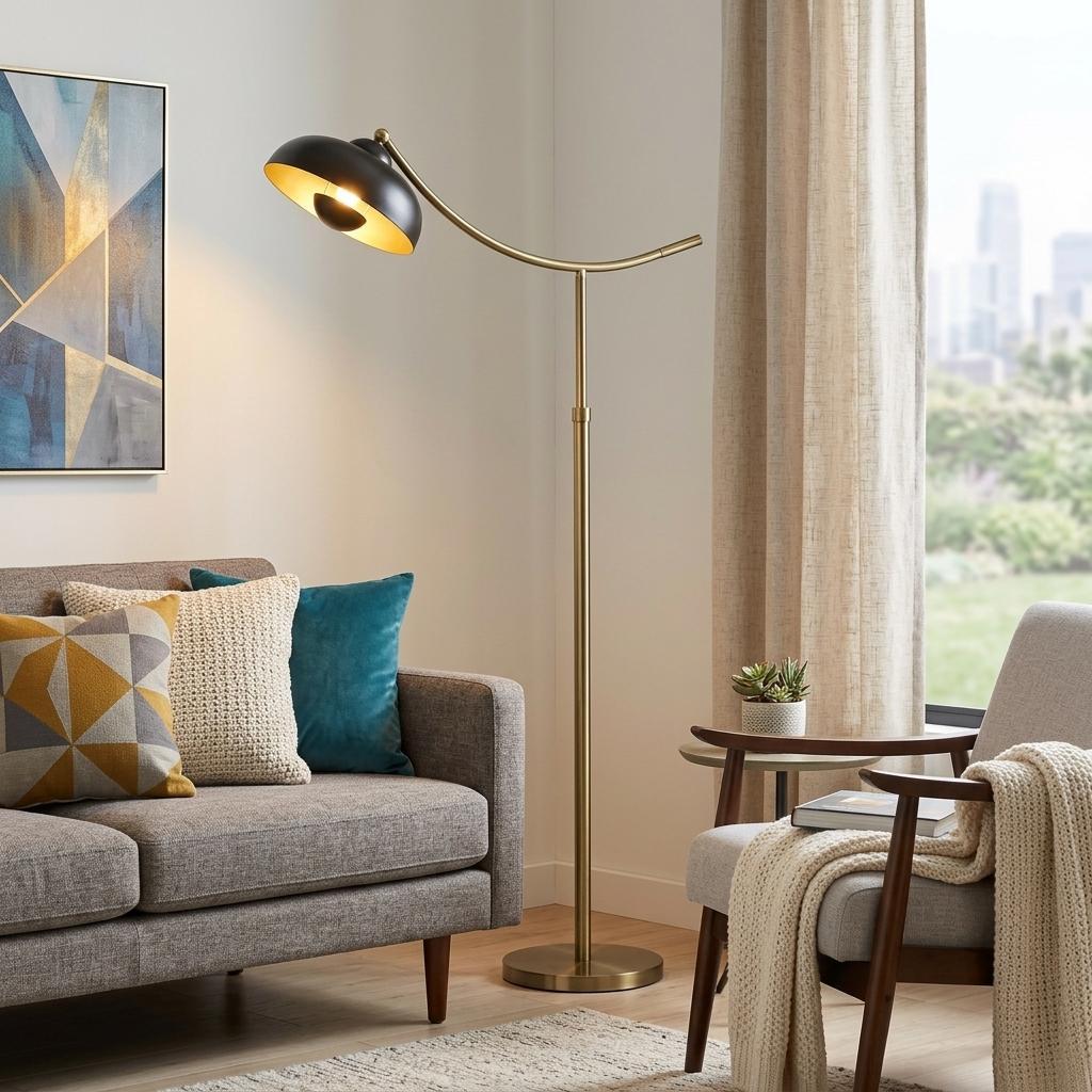 66" Bronze Adjustable Arc Floor Lamp With Bronze Dome Shade - Lighting