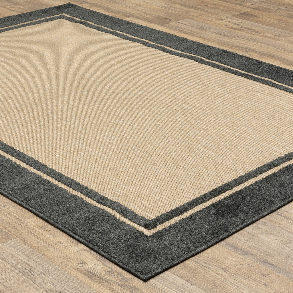 2' X 3' Beige and Black Stain Resistant Indoor Outdoor Area Rug - Outdoor