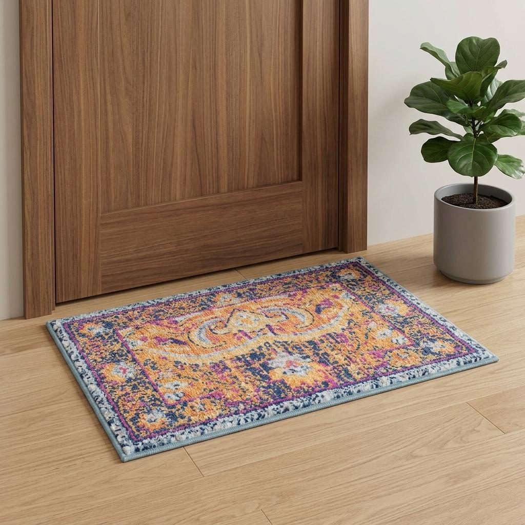 3' X 5' Orange And Pink Abstract Area Rug - Home & Garden