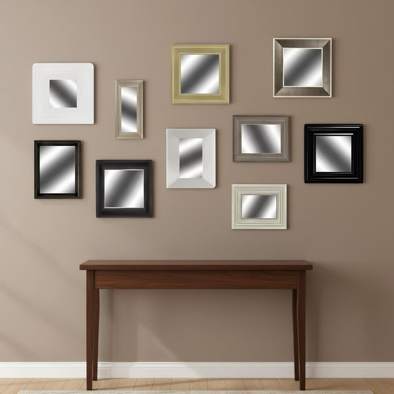 Set of Ten Brown And White Square And Rectangle Framed Mirror Set - Bed & Bath