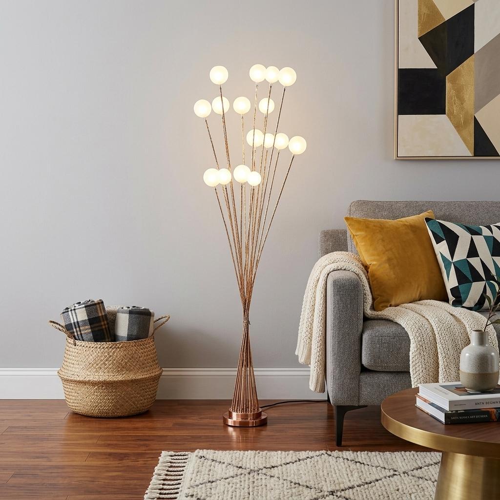 62" Yellow 16 LED Novelty Floor Lamp With White - Lighting
