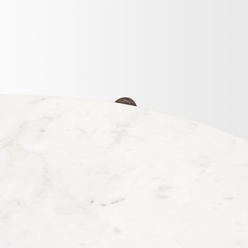White marble-look tabletop surface with faint gray veining