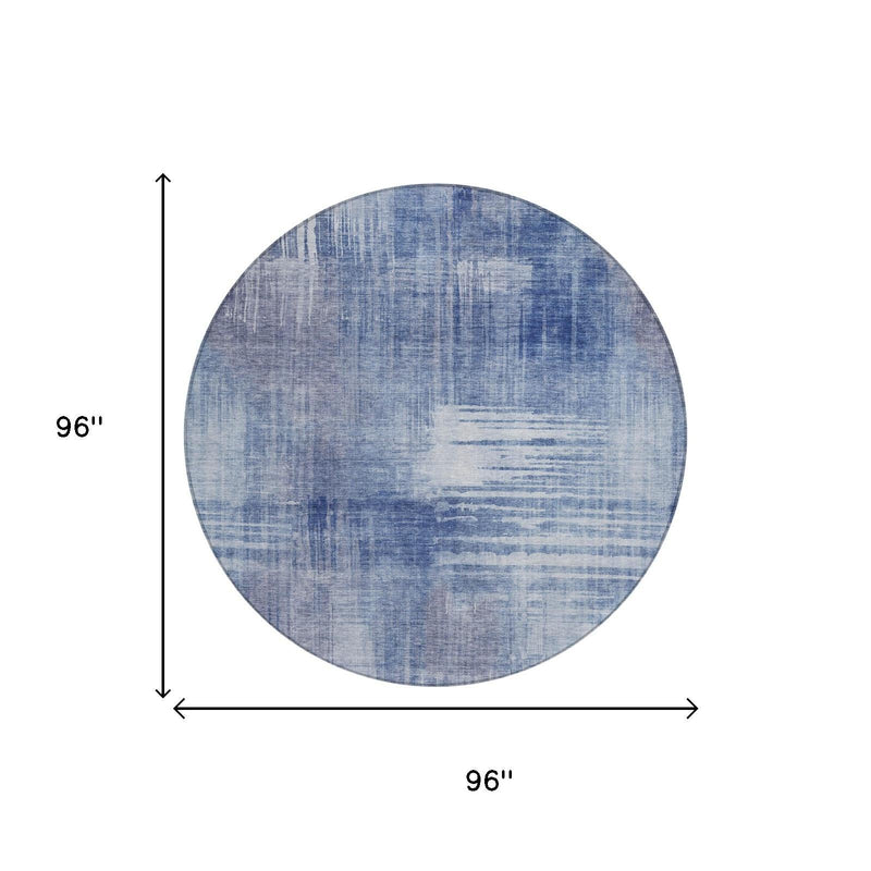 Round blue abstract area rug diagram, 96 in diameter
