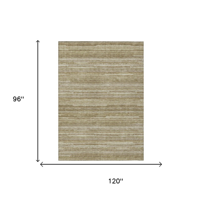 Rectangular area rug size diagram showing tan and brown striped pattern, 96 in x 120 in