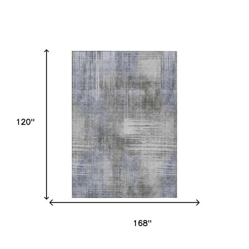 Rectangular rug, abstract gray/blue-gray wash pattern, 168" x 120"