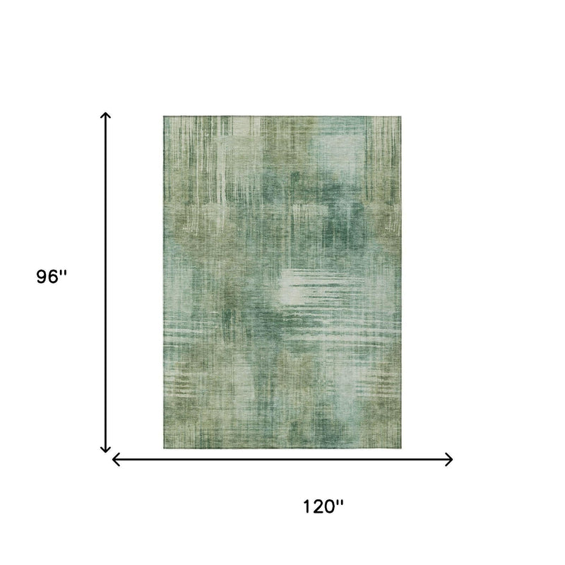 Rectangular fern green abstract area rug, 96 in by 120 in measurements
