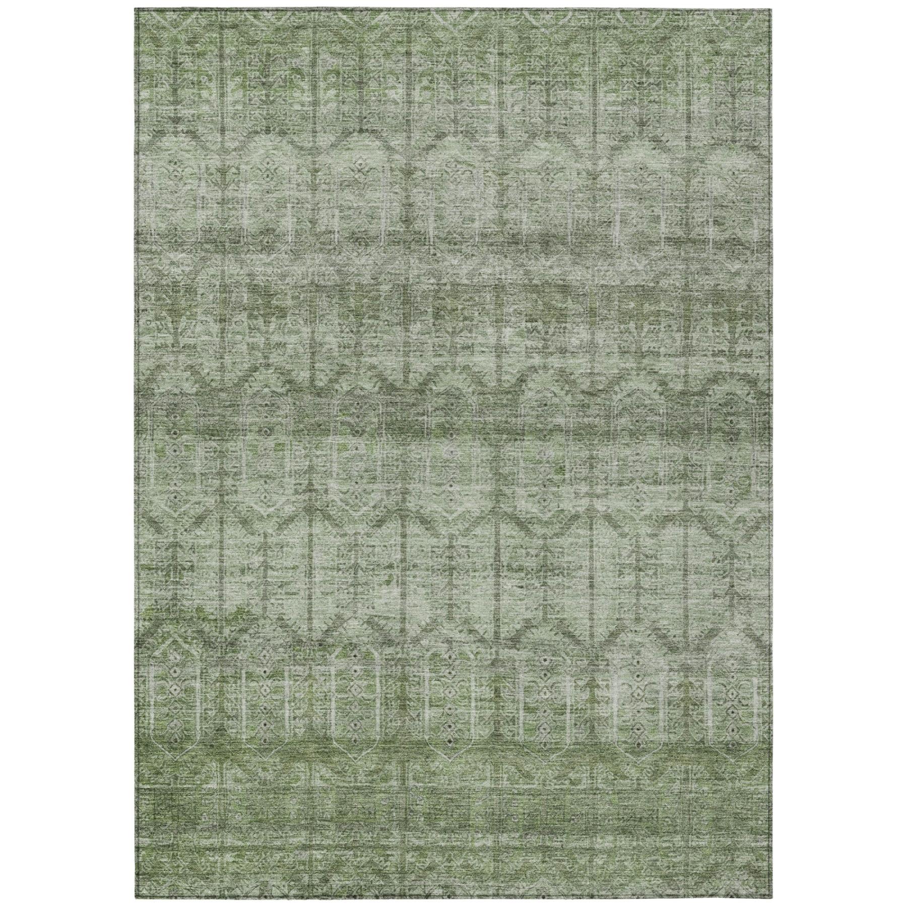 5' X 8' Sage And Green Tribal Washable Indoor Outdoor Area Rug - Sports & Outdoor