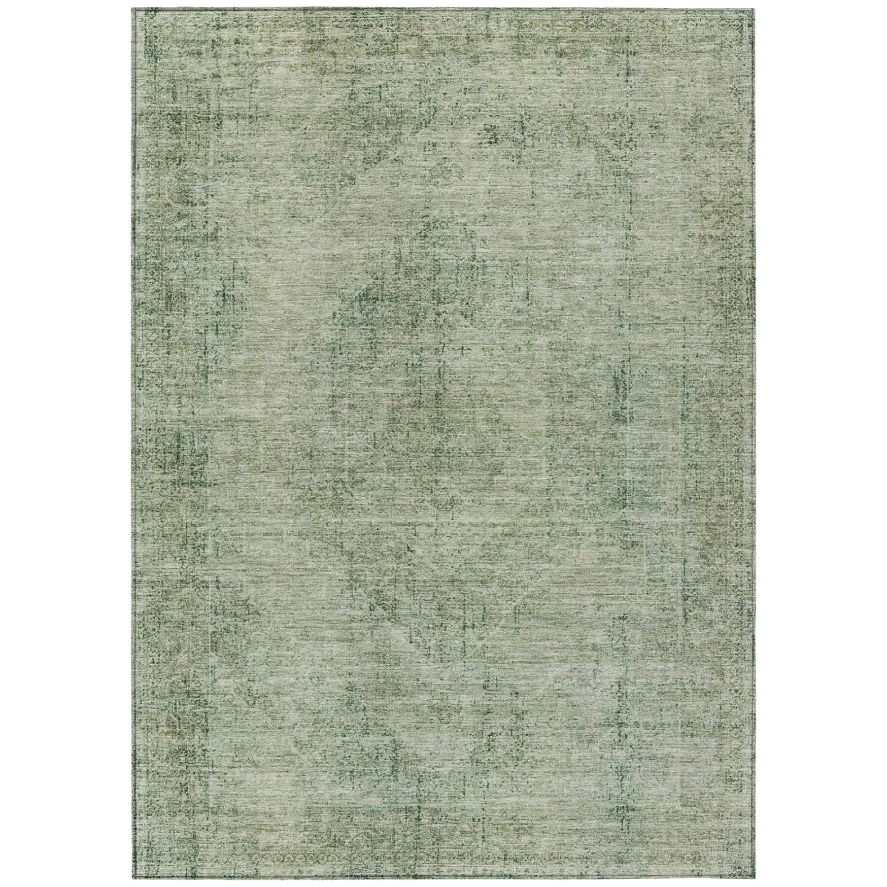 10' X 14' Green And Sage Oriental Washable Indoor Outdoor Area Rug - Sports & Outdoor