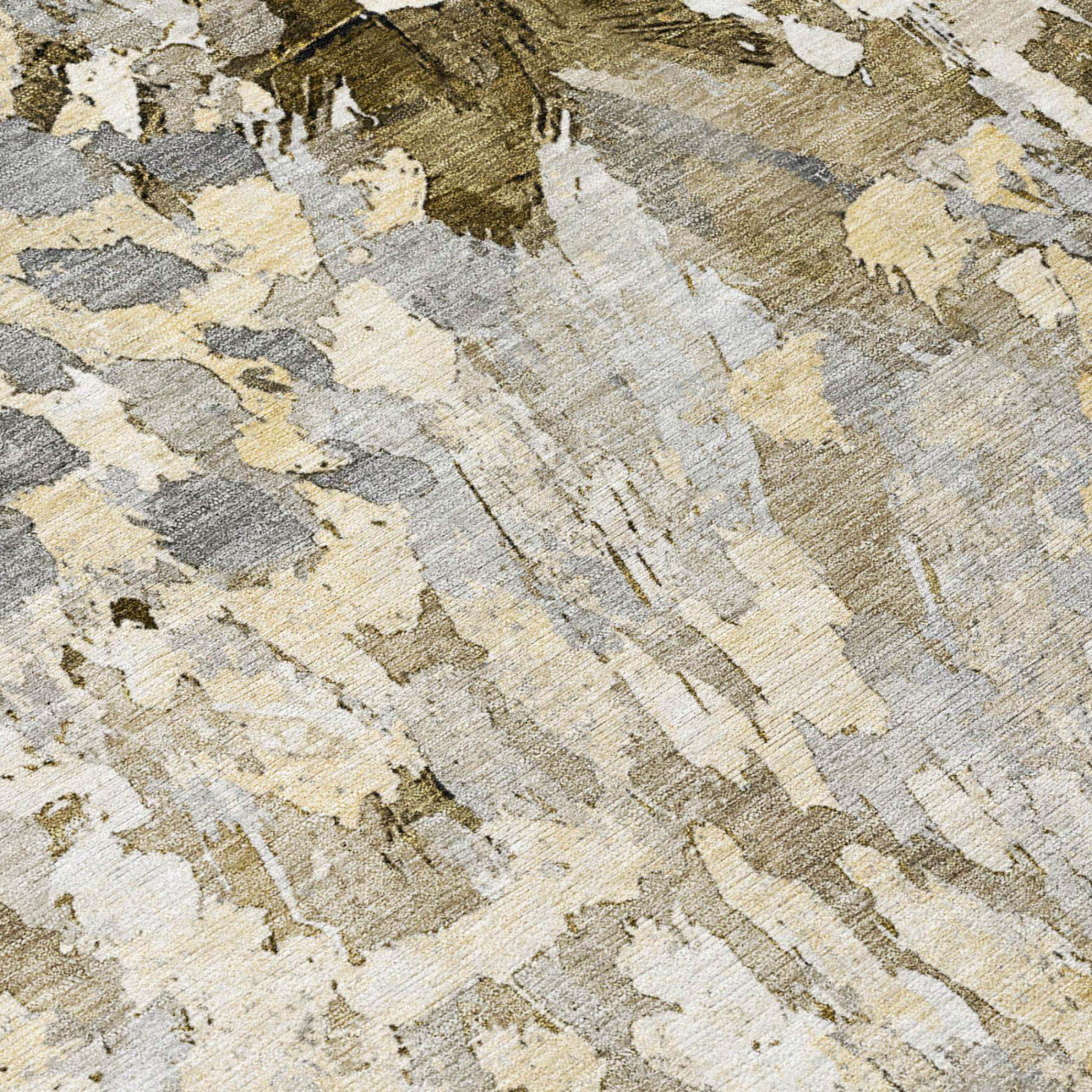 3' X 5' Brown And Silver Abstract Washable Indoor Outdoor Area Rug - Sports & Outdoor