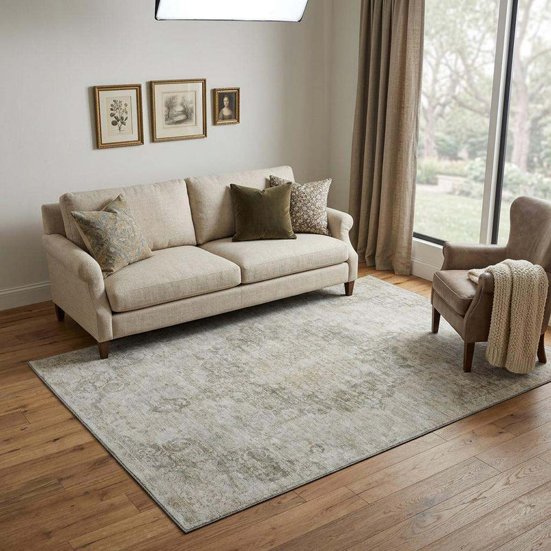 5' X 8' Beige And Taupe Oriental Washable Area Rug With UV Protection - Home & Garden