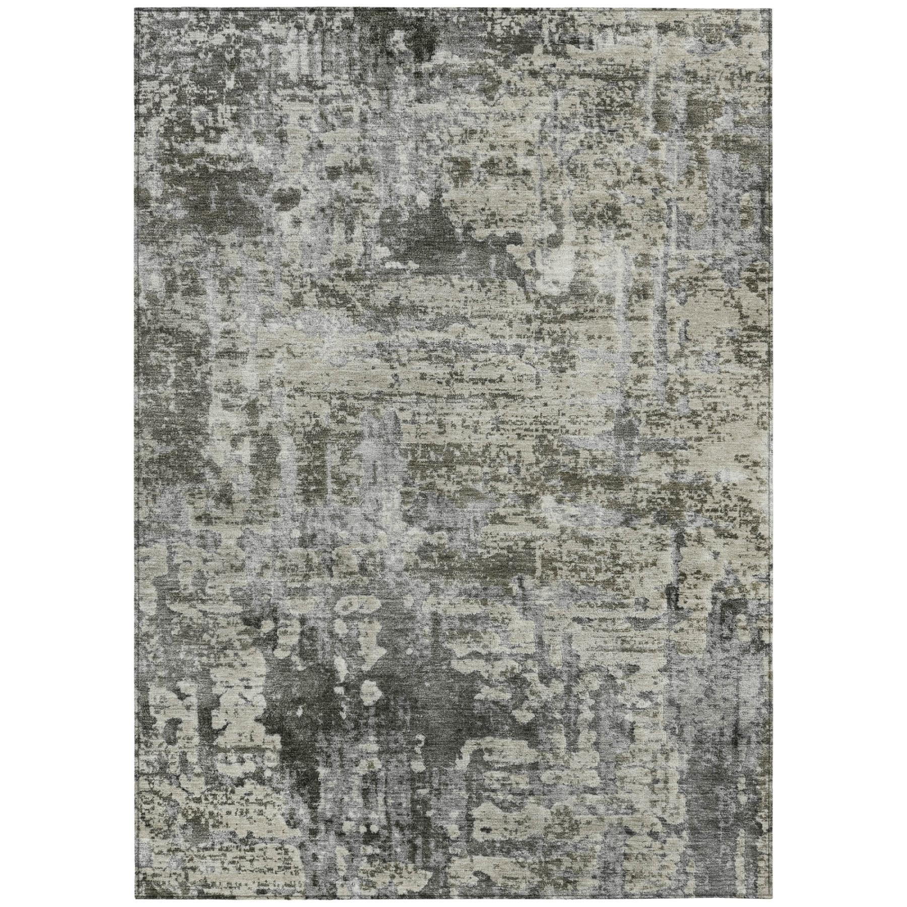 5' X 8' Pewter And Gray Abstract Washable Indoor Outdoor Area Rug - Outdoor | blocked-missing-media, blocked-out-of-stock,…