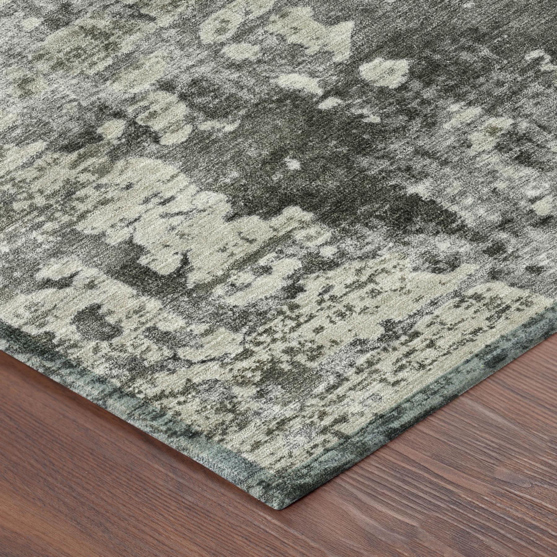 8' Pewter And Gray Round Abstract Washable Indoor Outdoor Area Rug - Outdoor | blocked-missing-media, blocked-out-of-stock,…