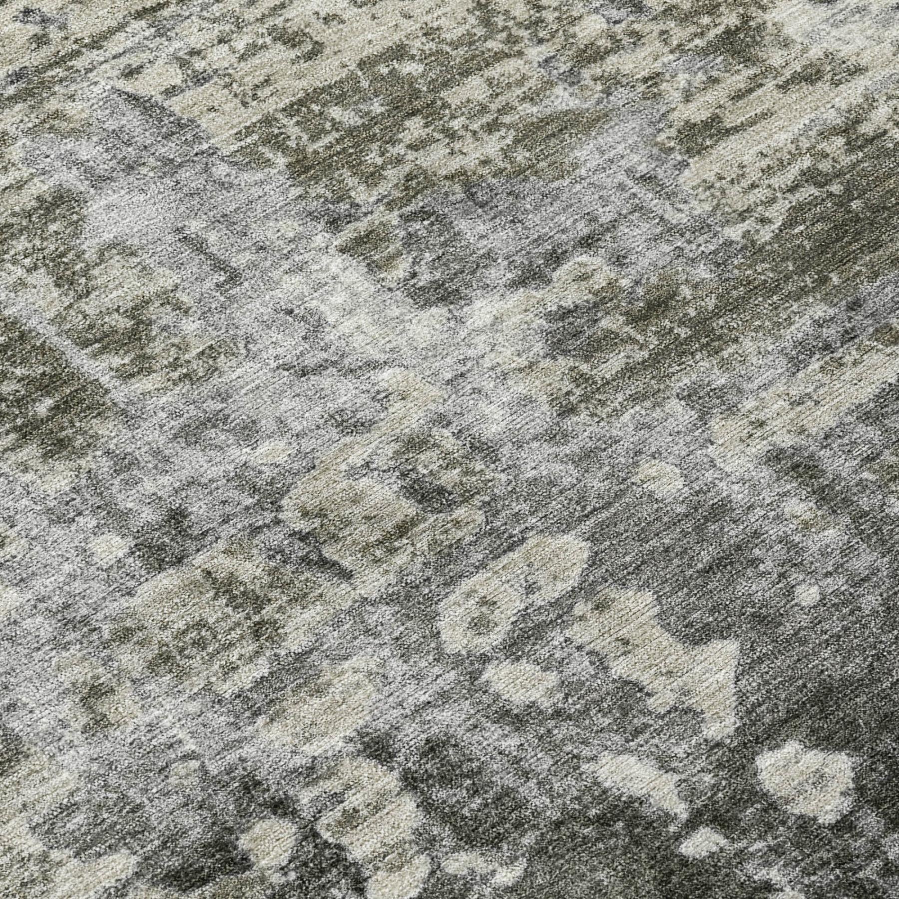 8' Pewter And Gray Round Abstract Washable Indoor Outdoor Area Rug - Outdoor | blocked-missing-media, blocked-out-of-stock,…