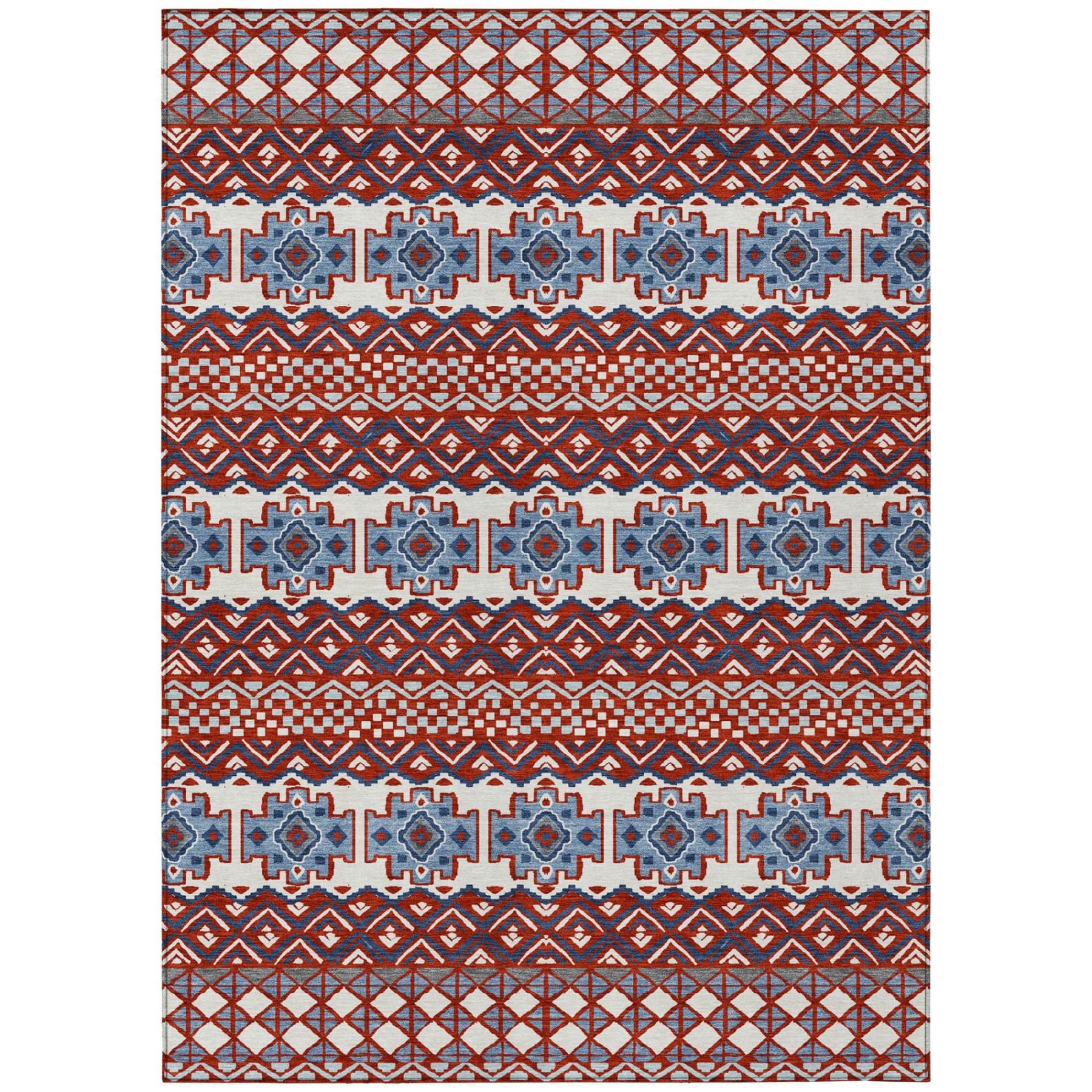 3' X 5' Red And Ivory Striped Washable Indoor Outdoor Area Rug - Sports & Outdoor