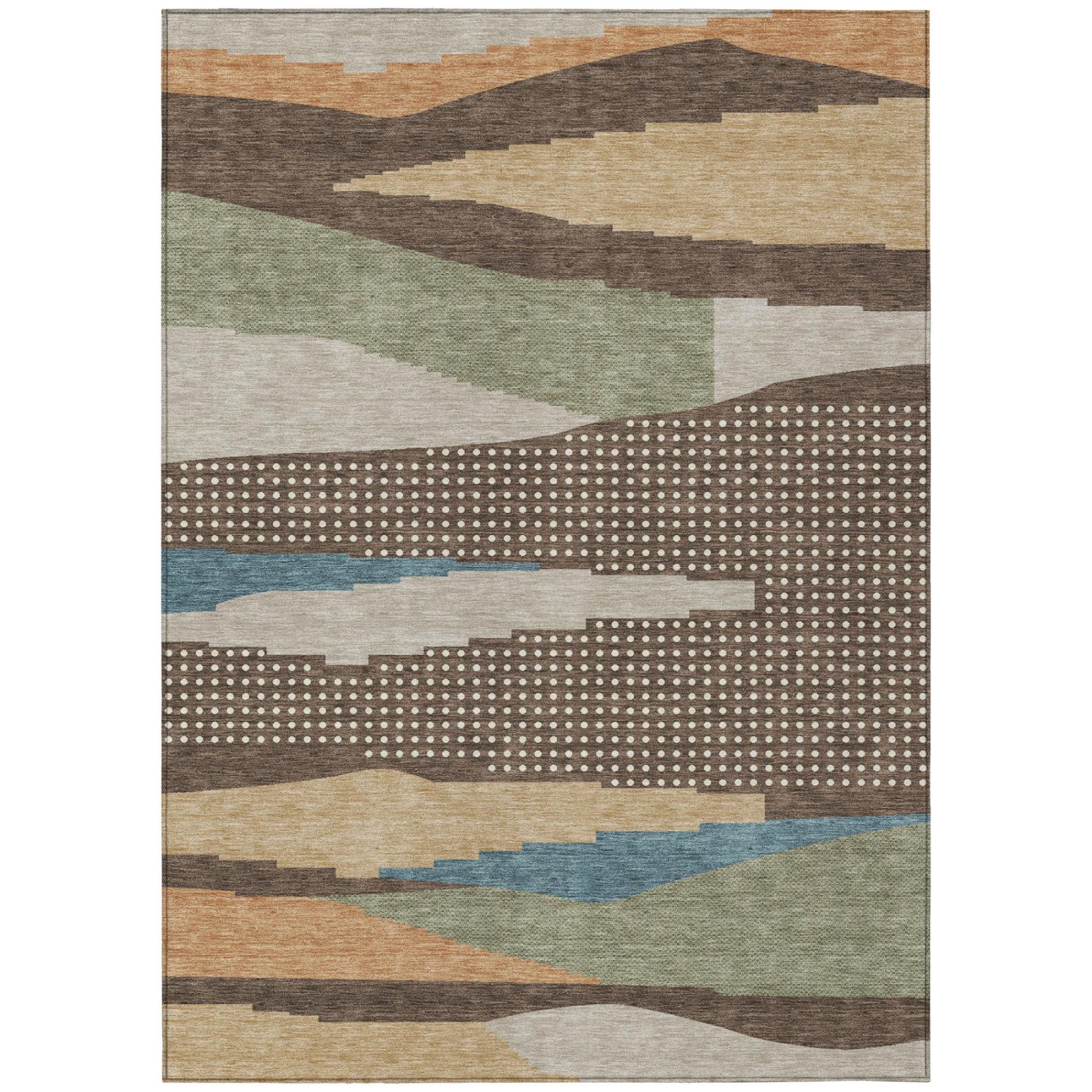 8' X 10' Coffee And Brown Abstract Washable Indoor Outdoor Area Rug - Sports & Outdoor