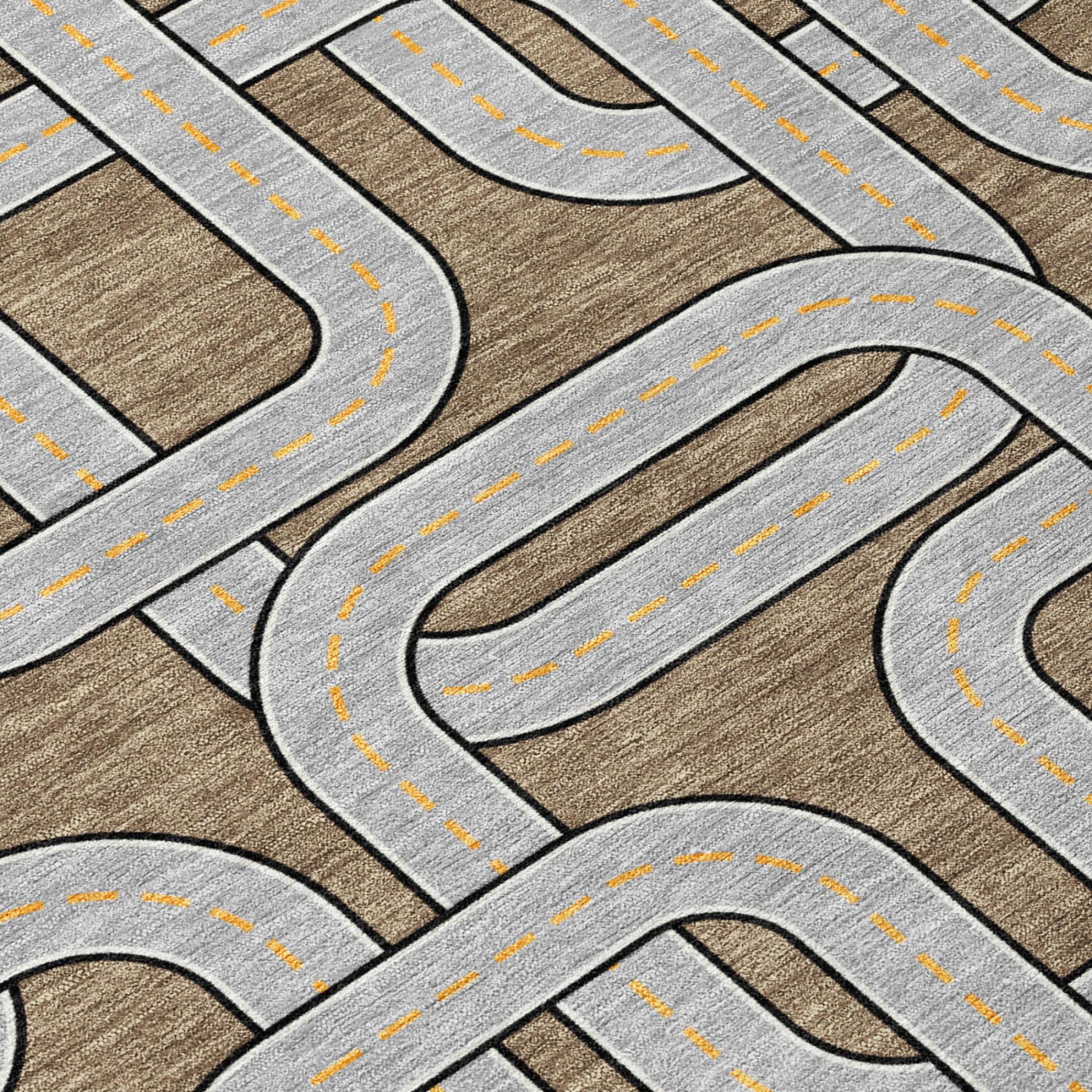 10' X 14' Brown And Gray Geometric Washable Indoor Outdoor Area Rug - Sports & Outdoor