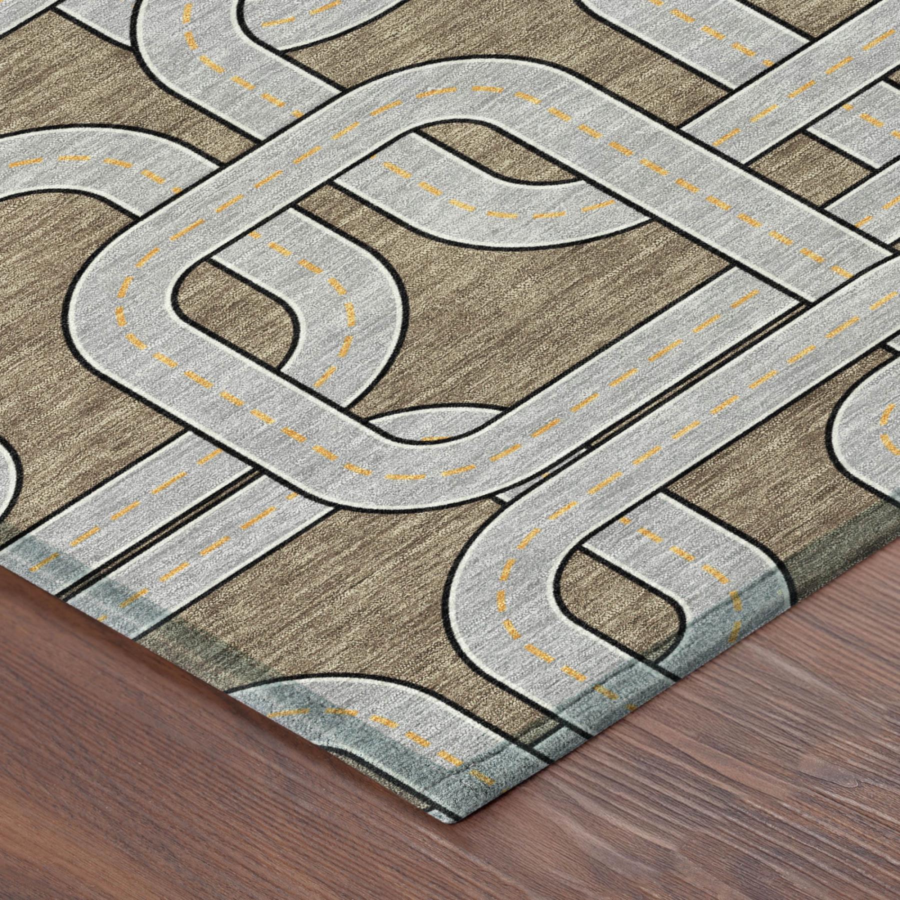 10' X 14' Brown And Gray Geometric Washable Indoor Outdoor Area Rug - Sports & Outdoor