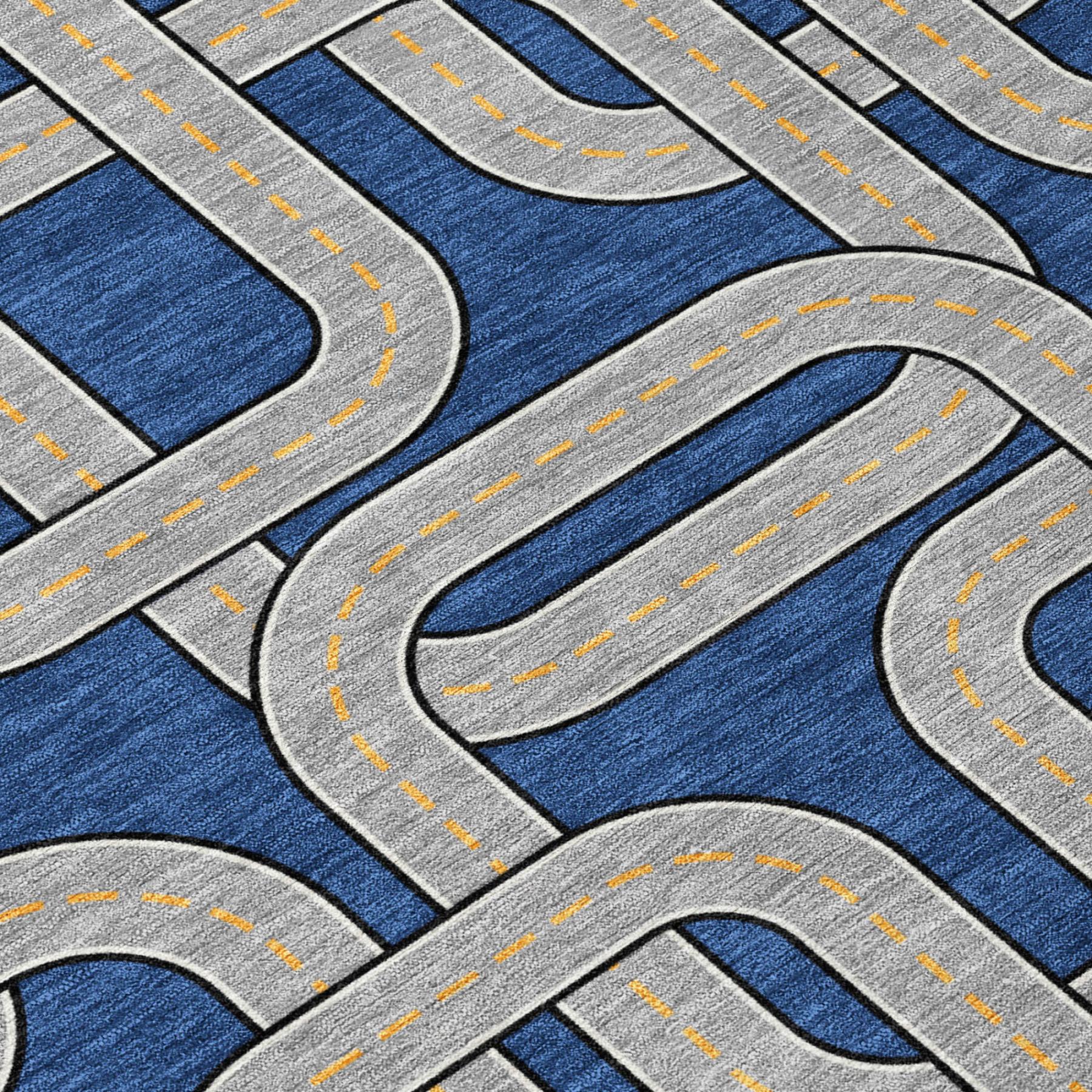 5' X 8' Blue And Gray Geometric Washable Indoor Outdoor Area Rug - Sports & Outdoor