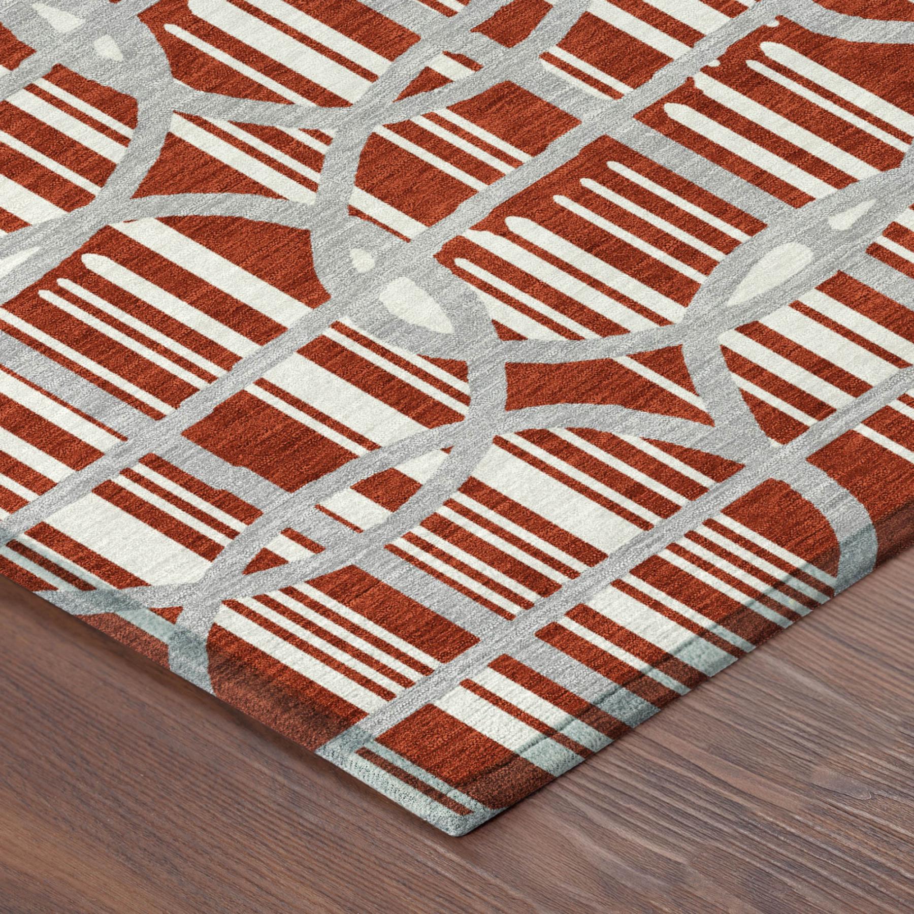 3' X 5' Red And Ivory Geometric Washable Indoor Outdoor Area Rug - Sports & Outdoor