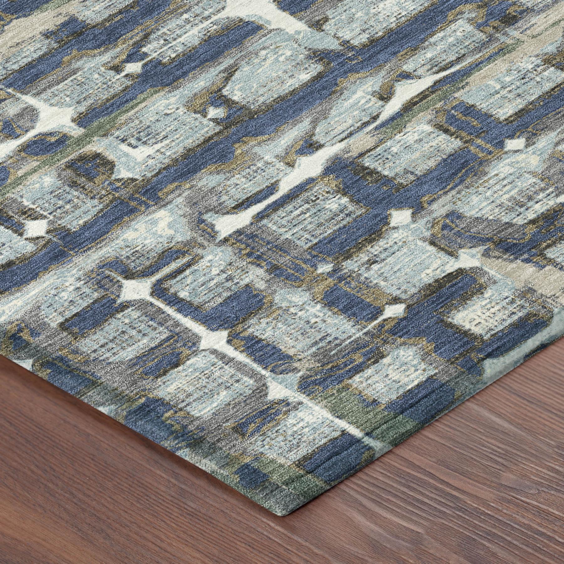 8' X 10' Blue And Gray Geometric Washable Indoor Outdoor Area Rug - Sports & Outdoor