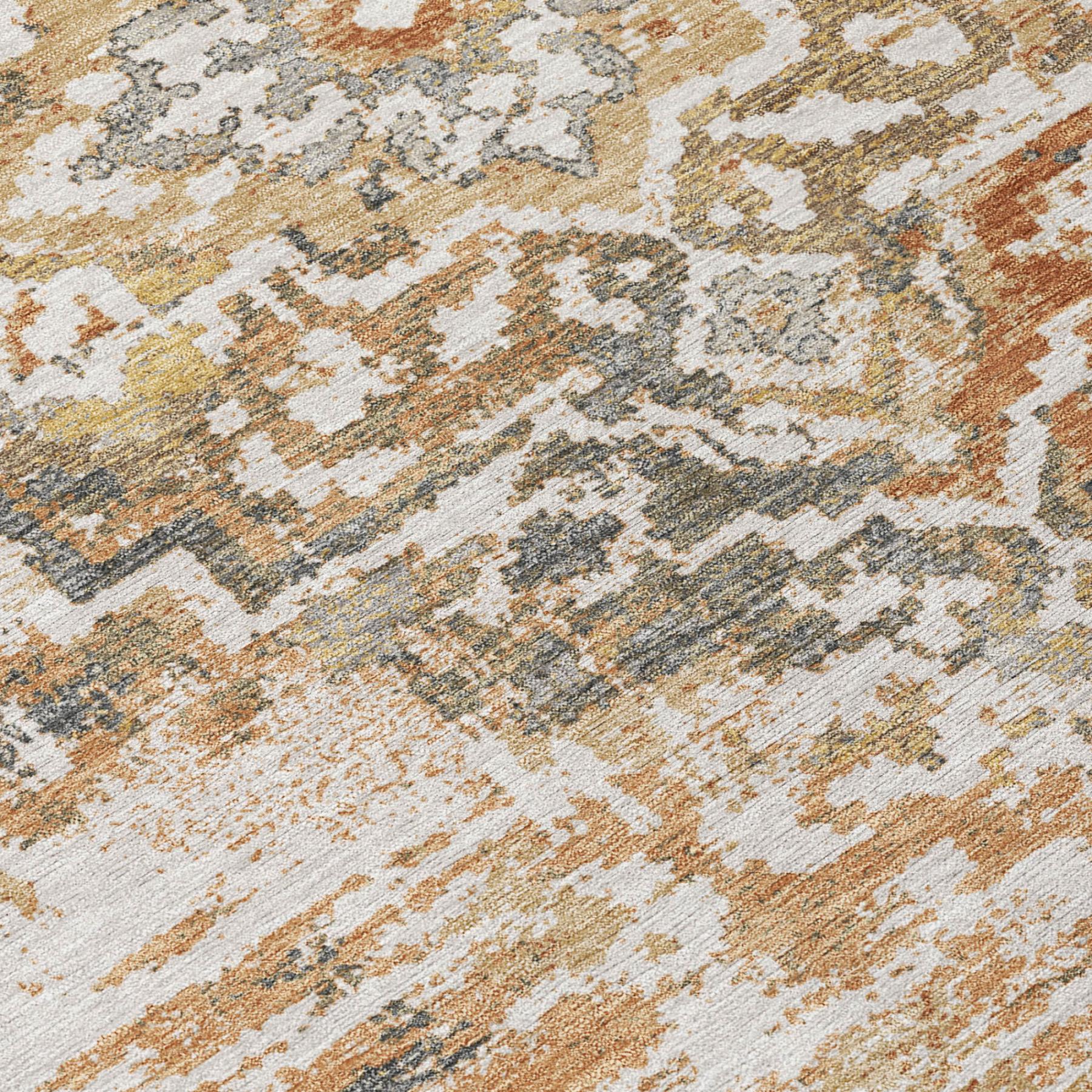 5' X 8' Copper And Orange Medallion Washable Indoor Outdoor Area Rug - Sports & Outdoor