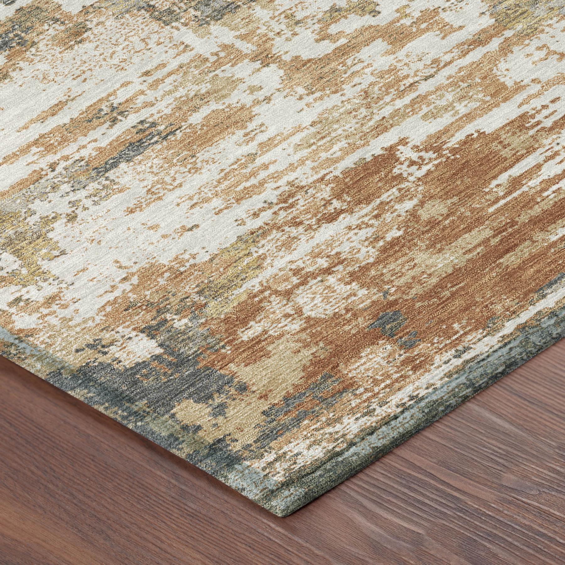 5' X 8' Copper And Orange Medallion Washable Indoor Outdoor Area Rug - Sports & Outdoor