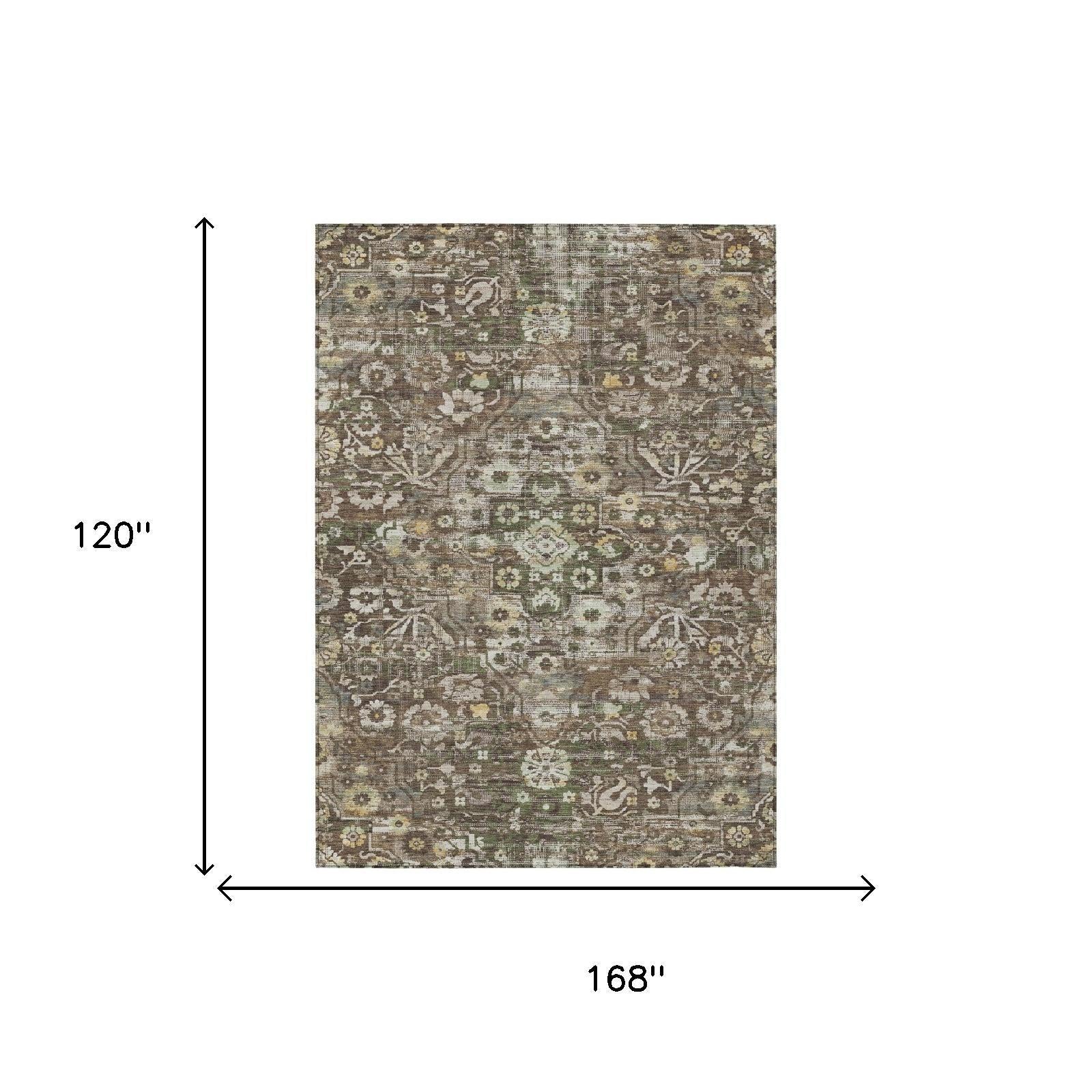 Rectangular area rug size diagram, 168 in x 120 in