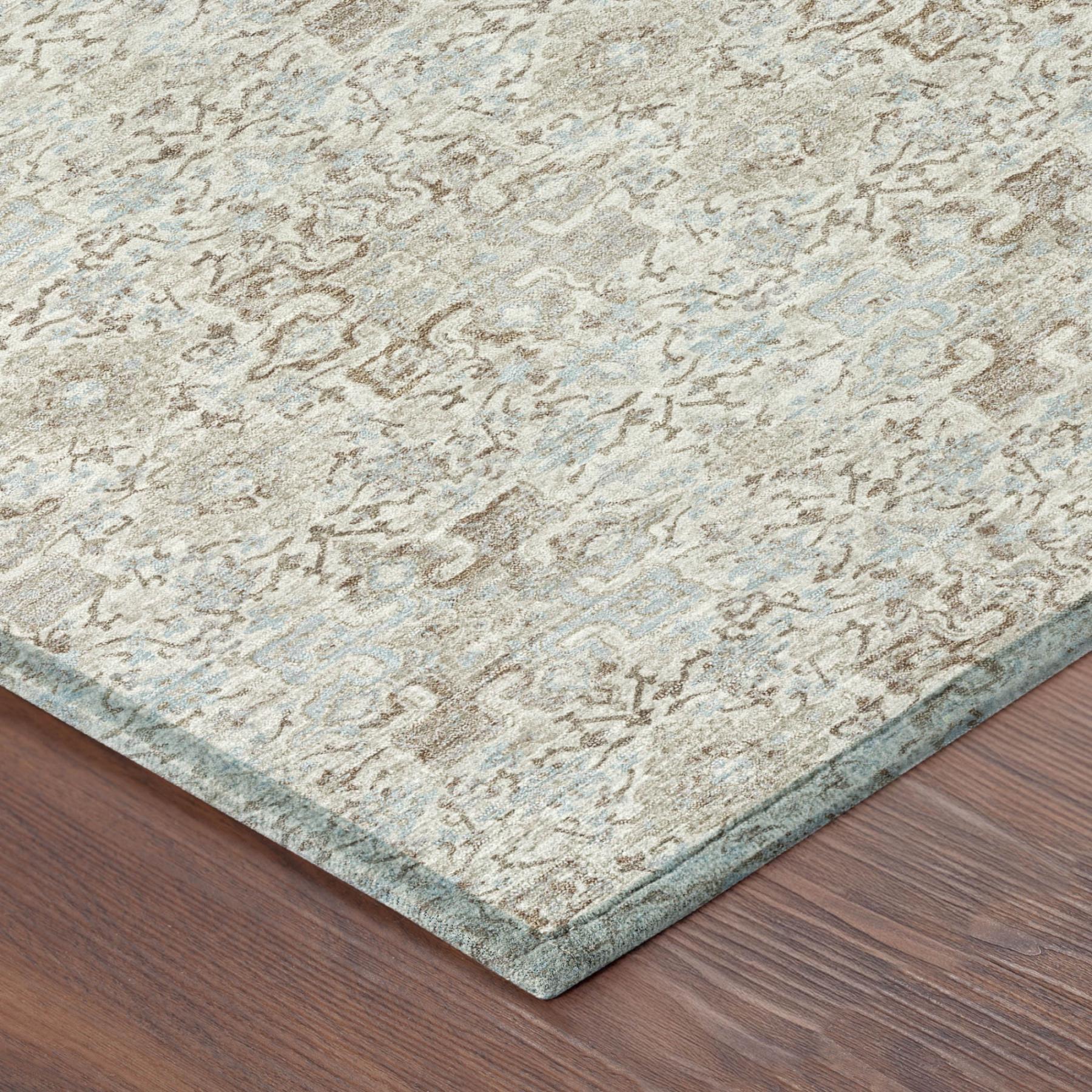 5' X 8' Ivory And Silver Damask Washable Indoor Outdoor Area Rug - Sports & Outdoor