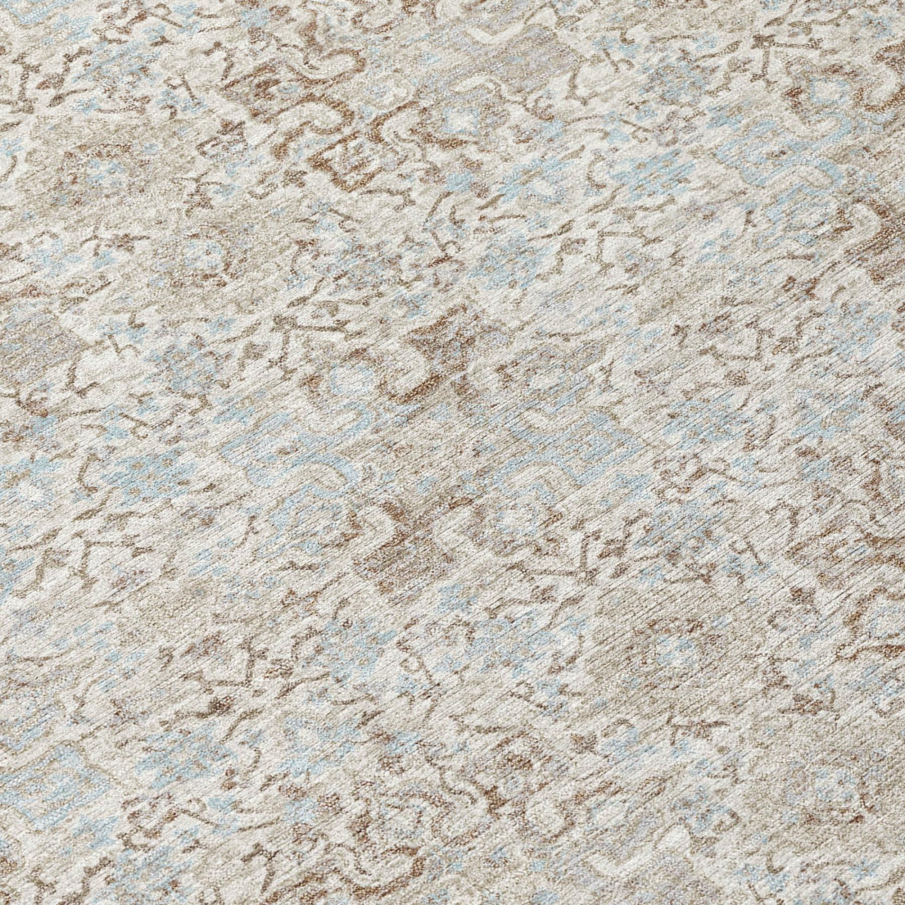 5' X 8' Ivory And Silver Damask Washable Indoor Outdoor Area Rug - Sports & Outdoor