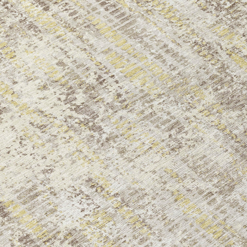 Ivory and silver abstract textured area rug close-up, distressed stripe pattern