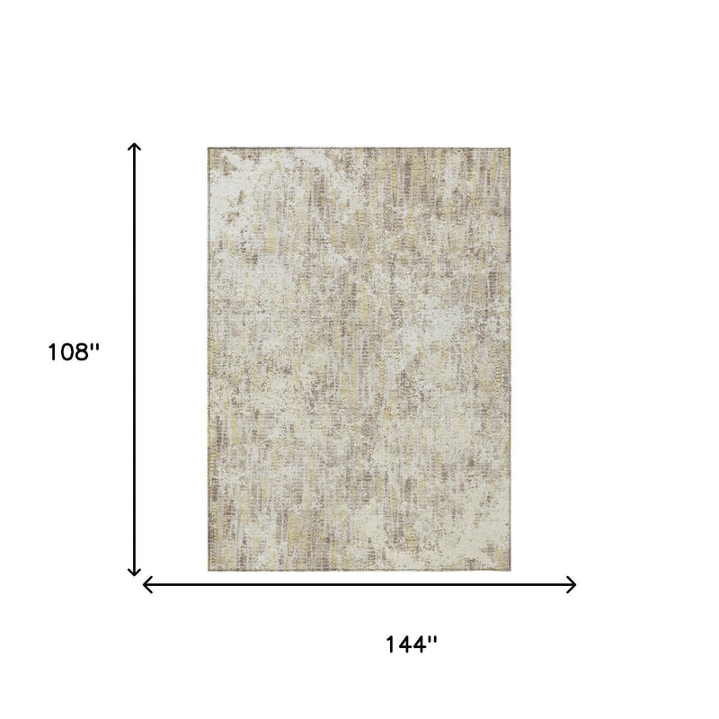Ivory and silver abstract area rug, 144 in by 108 in