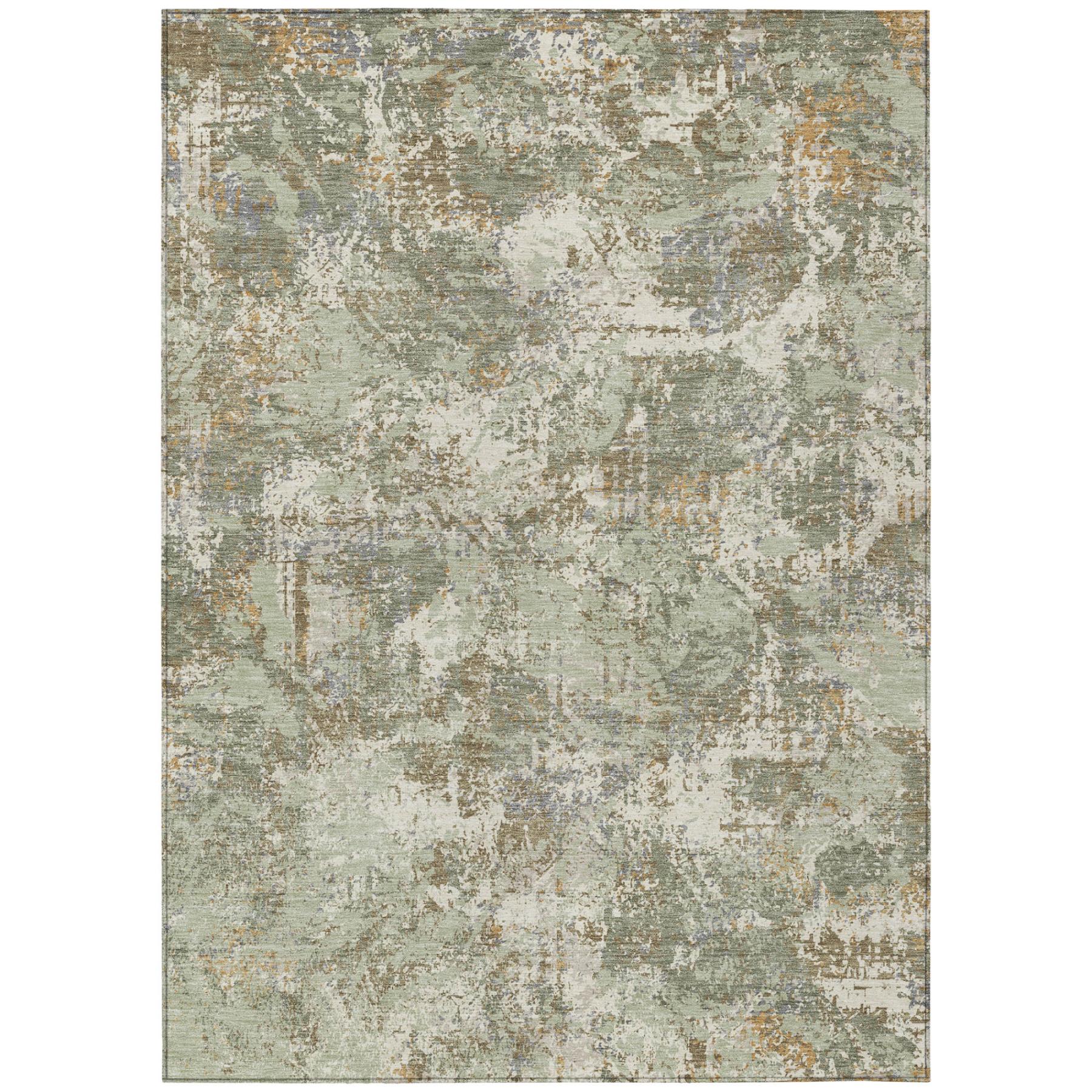 3x5 area rug with abstract wash pattern, sage green and beige