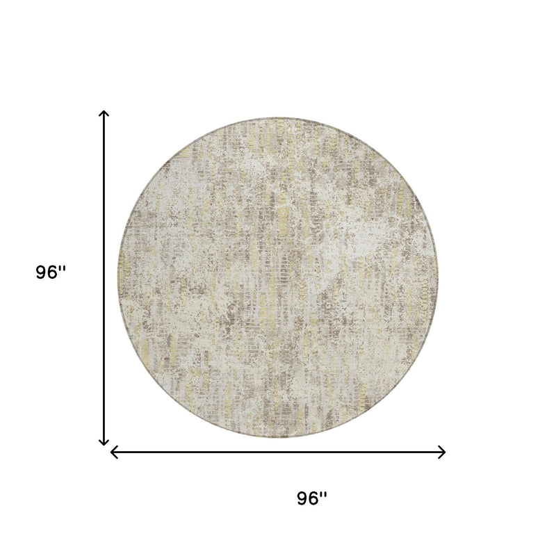 96 in round ivory and silver abstract area rug, size diagram