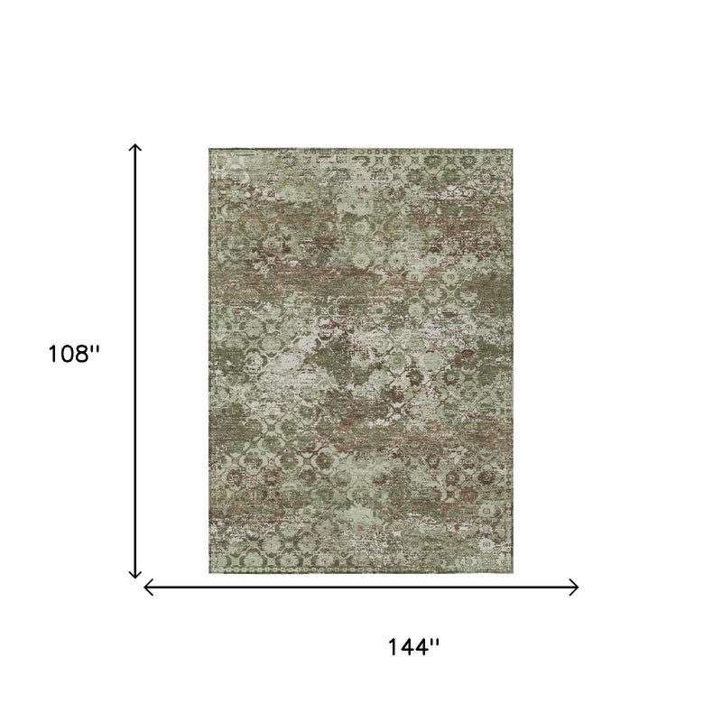 Olive green area rug dimensions: 108 in x 144 in.